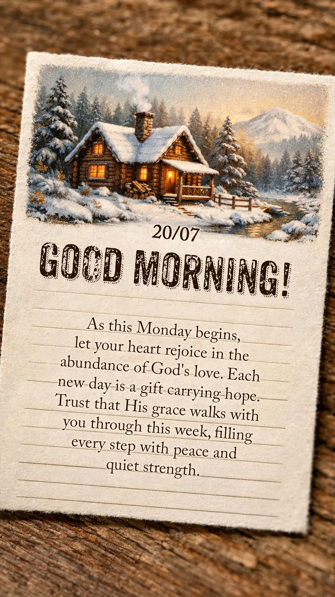 As this Monday begins, let your heart rejoice in the abundance of God's love. Each new day is a gift carrying hope. Trust that His grace walks with you t...