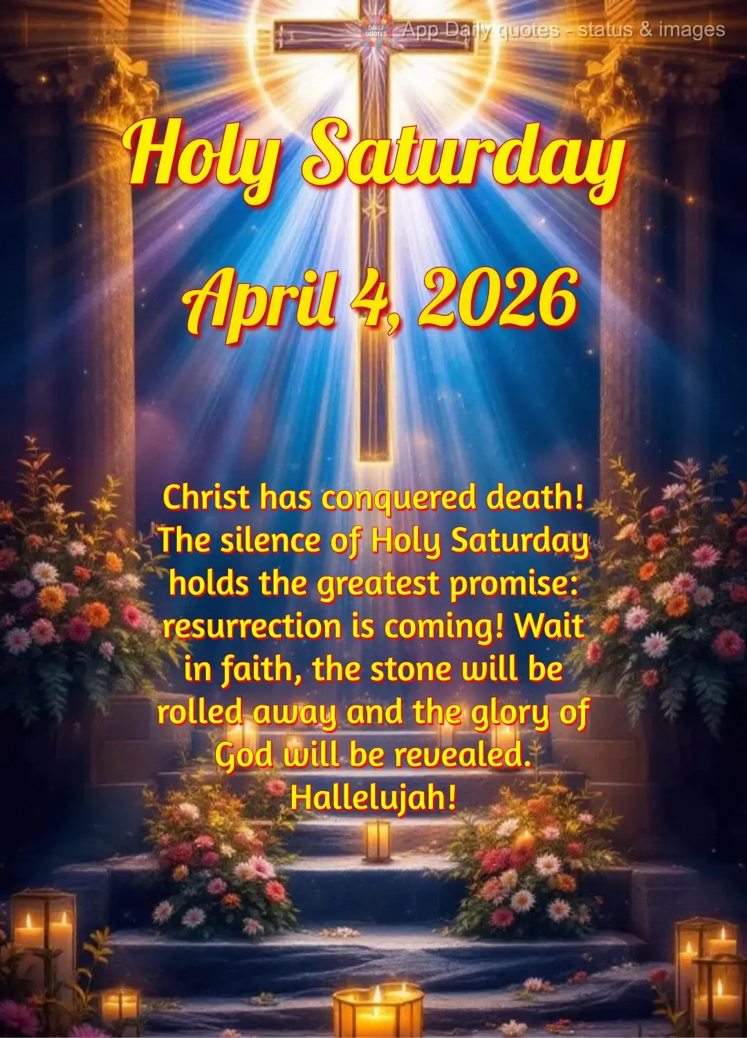 Christ has conquered death! The silence of Holy Saturday holds the greatest promise: resurrection is coming! Wait in faith, the stone will be rolled away...