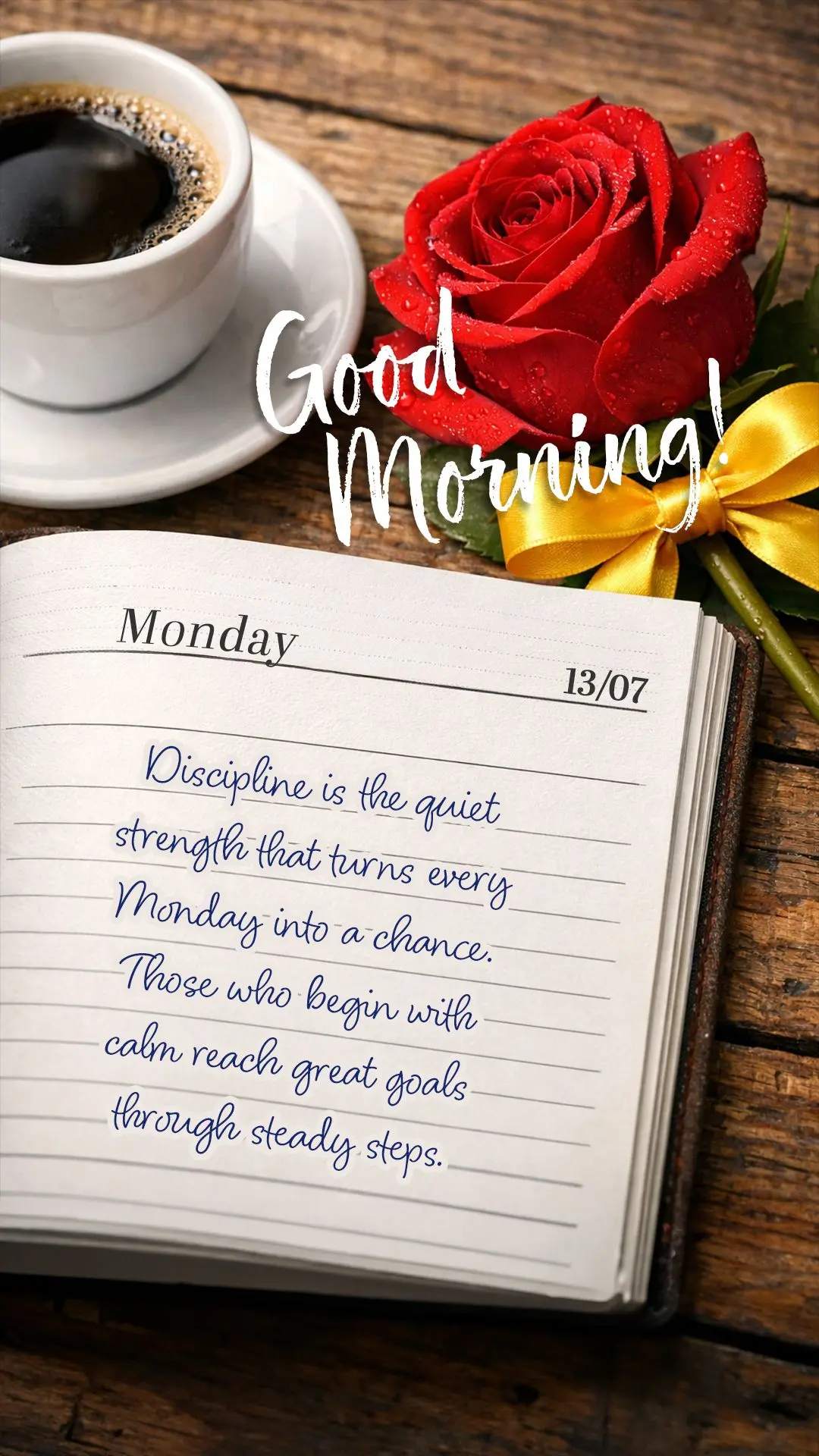 Discipline is the quiet strength that turns every Monday into a chance. Those who begin with calm reach great goals through steady steps.