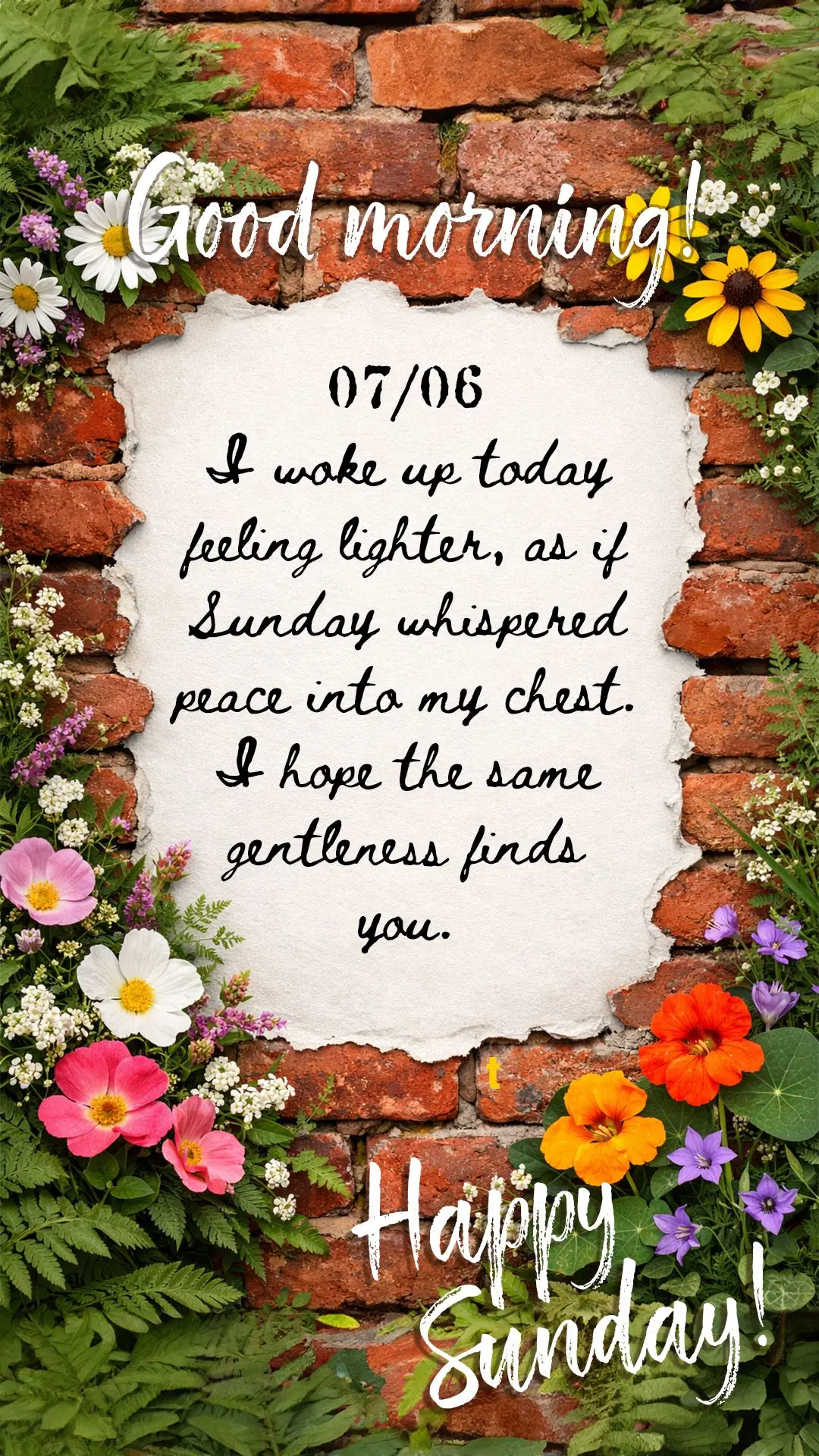 Good morning. I woke up today feeling lighter, as if Sunday whispered peace into my chest. I hope the same gentleness finds you.