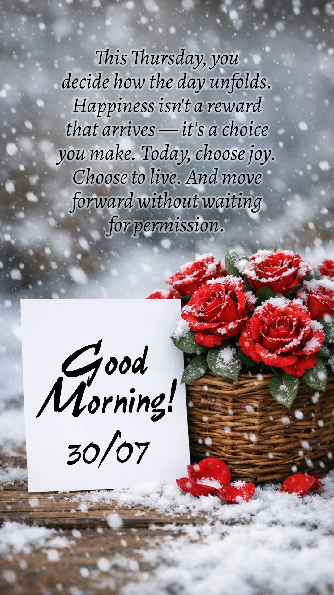 Good morning! This Thursday, you decide how the day unfolds. Happiness isn't a reward that arrives — it's a choice you make. Today, choose joy. Choose ...