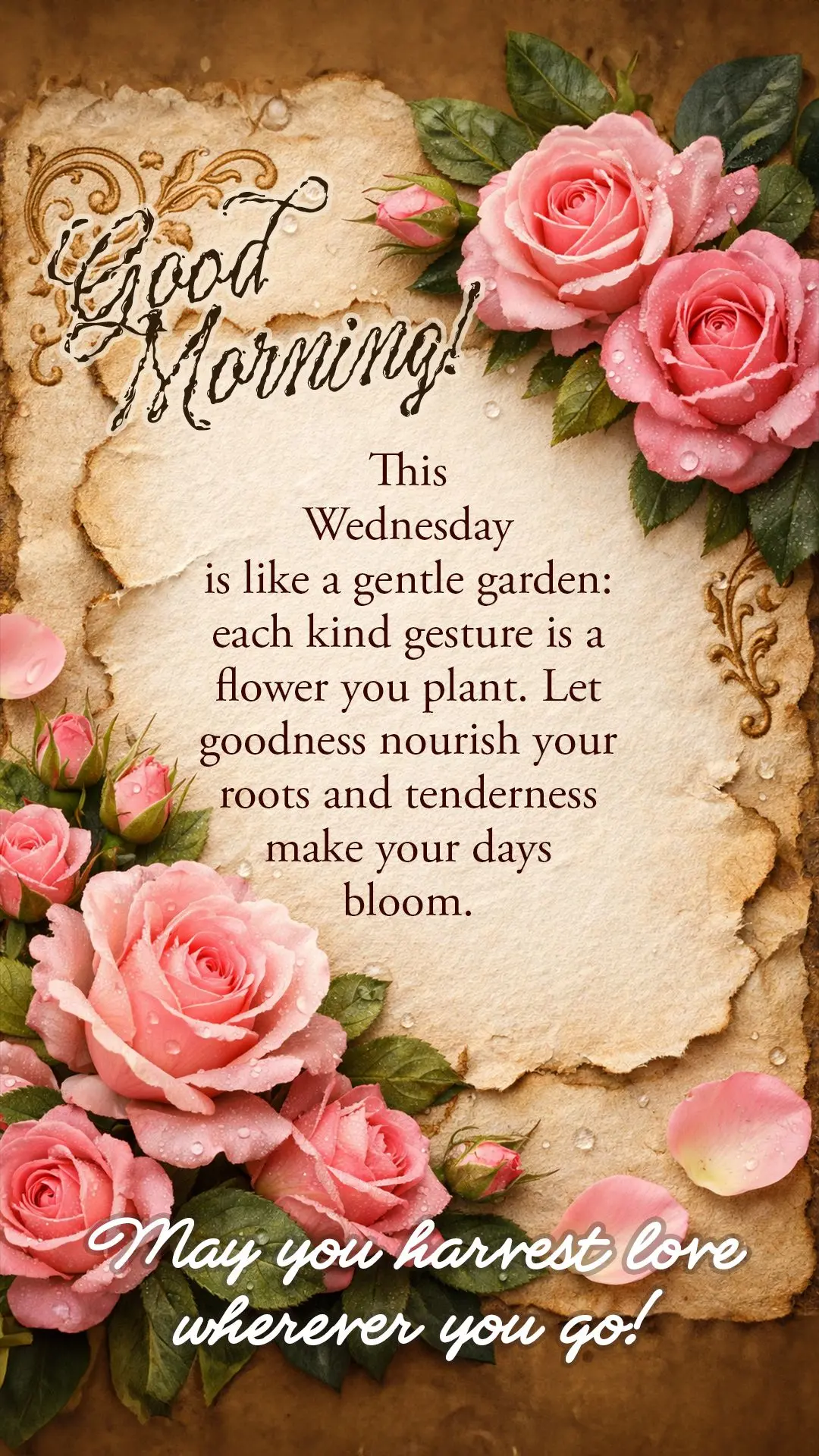Good morning! This Wednesday is like a gentle garden: each kind gesture is a flower you plant. Let goodness nourish your roots and tenderness make your d...
