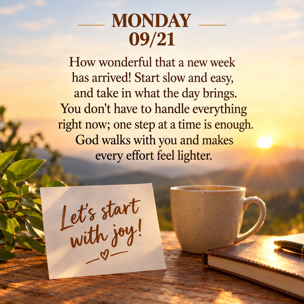 How wonderful that a new week has arrived! Start slow and easy, and take in what the day brings. You don't have to handle everything right now; one step ...