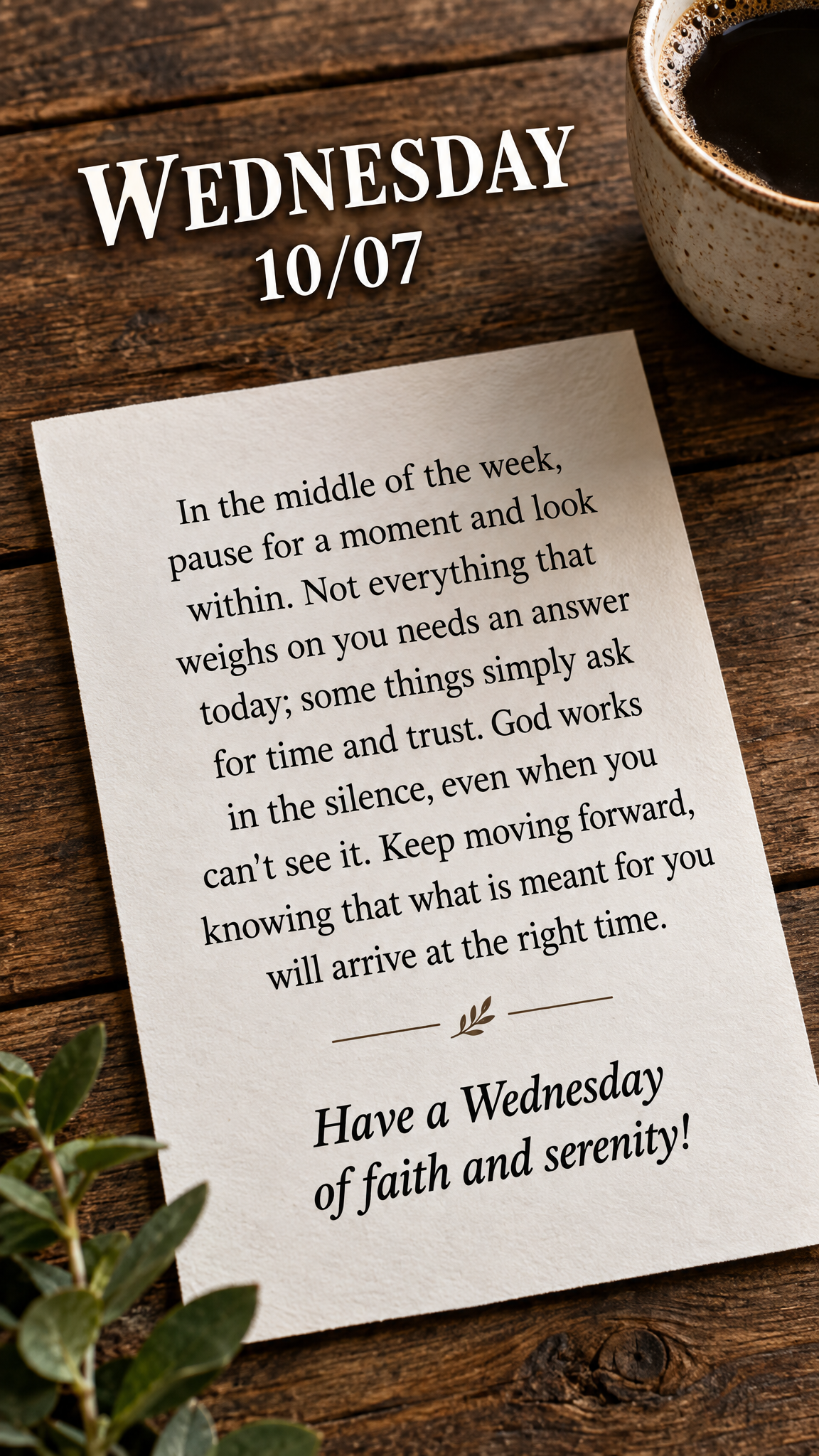 In the middle of the week, pause for a moment and look within. Not everything that weighs on you needs an answer today; some things simply ask for time a...