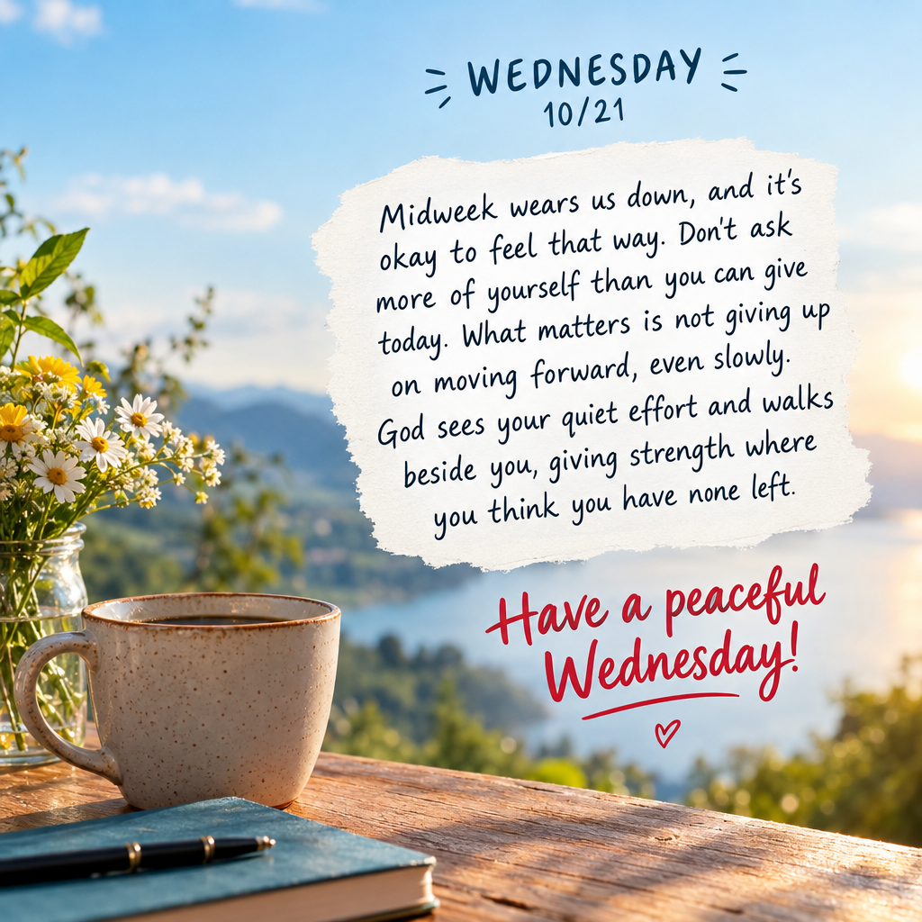 Midweek wears us down, and it's okay to feel that way. Don't ask more of yourself than you can give today. What matters is not giving up on moving forwar...