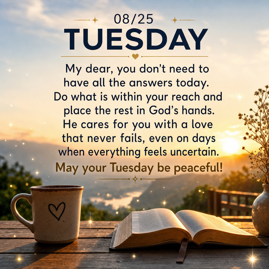 My dear, you don't need to have all the answers today. Do what is within your reach and place the rest in God's hands. He cares for you with a love that ...