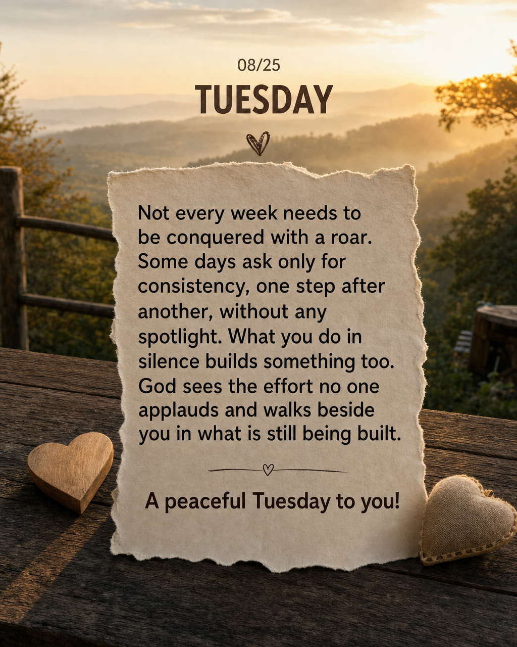Not every week needs to be conquered with a roar. Some days ask only for consistency, one step after another, without any spotlight. What you do in silen...
