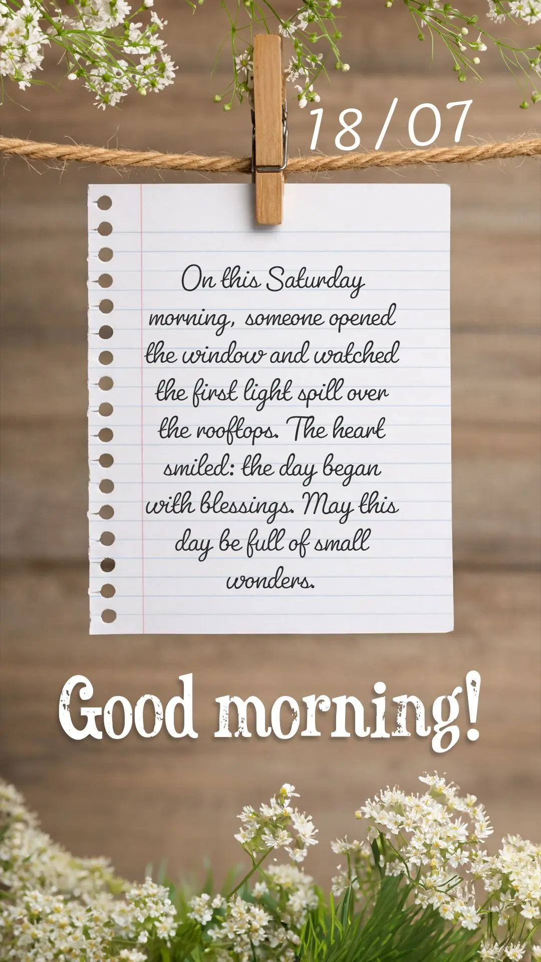 On this Saturday morning, someone opened the window and watched the first light spill over the rooftops. The heart smiled: the day began with blessings. ...