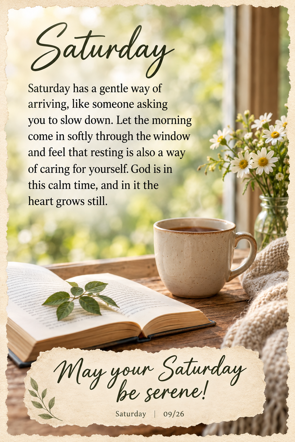 Saturday has a gentle way of arriving, like someone asking you to slow down. Let the morning come in softly through the window and feel that resting is a...