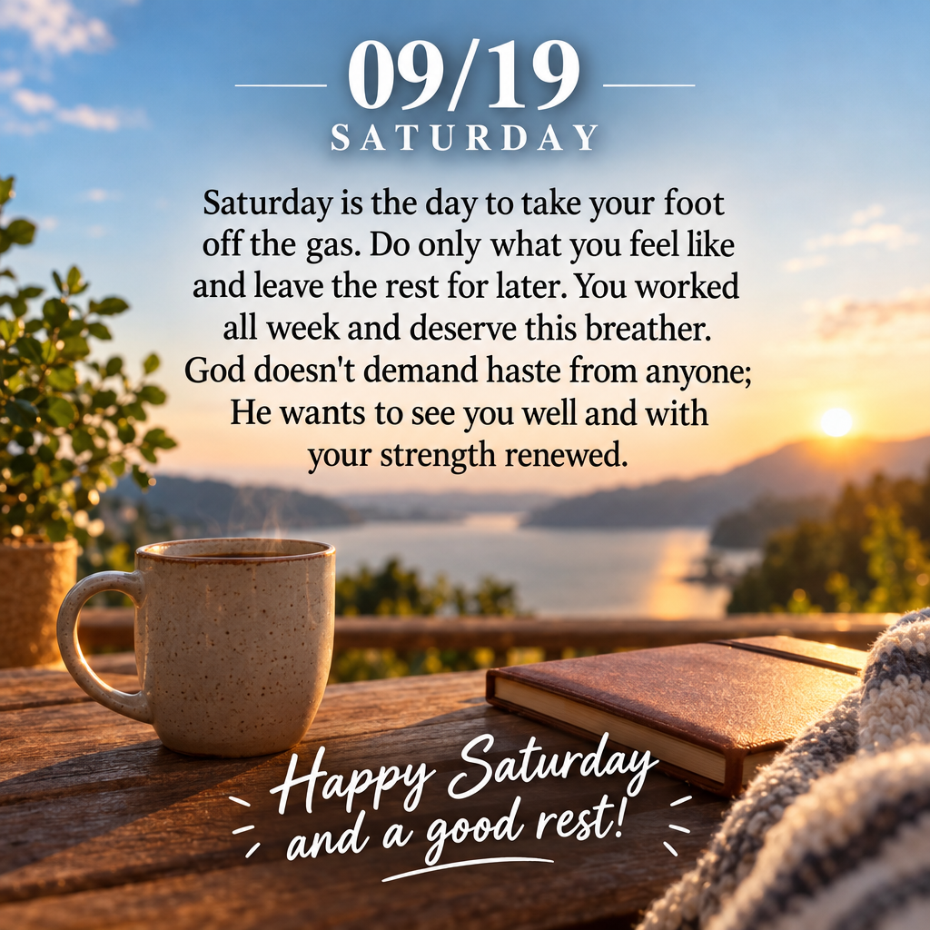Saturday is the day to take your foot off the gas. Do only what you feel like and leave the rest for later. You worked all week and deserve this breather...