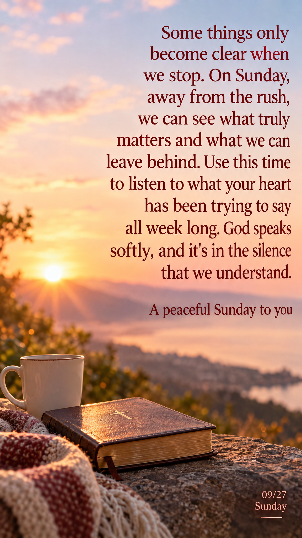 Some things only become clear when we stop. On Sunday, away from the rush, we can see what truly matters and what we can leave behind. Use this time to l...