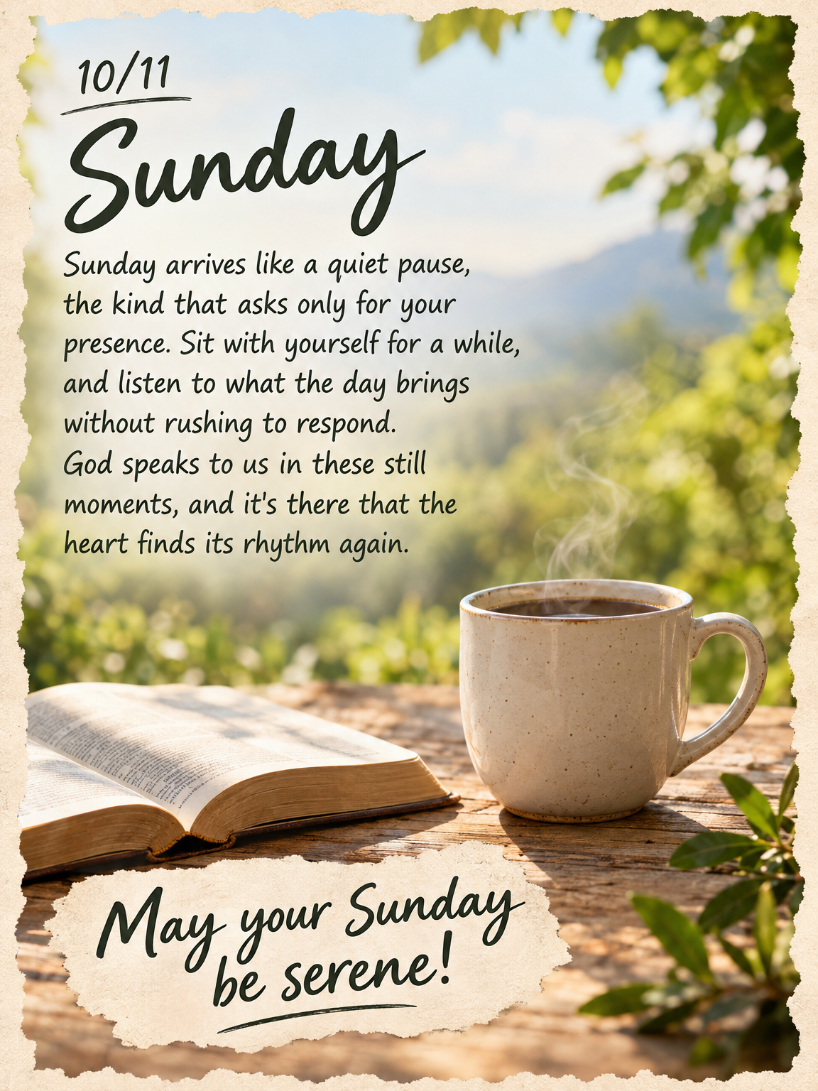 Sunday arrives like a quiet pause, the kind that asks only for your presence. Sit with yourself for a while, and listen to what the day brings without ru...