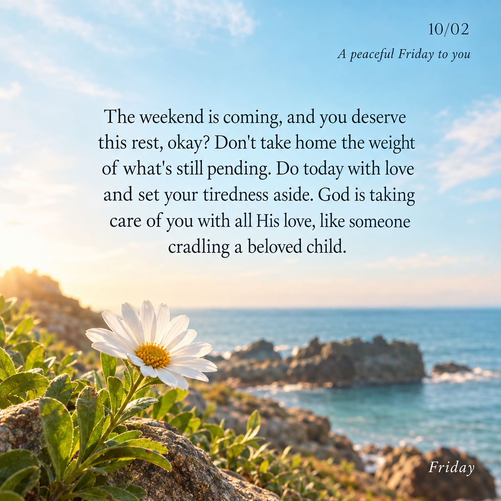 The weekend is coming, and you deserve this rest, okay? Don't take home the weight of what's still pending. Do today with love and set your tiredness asi...