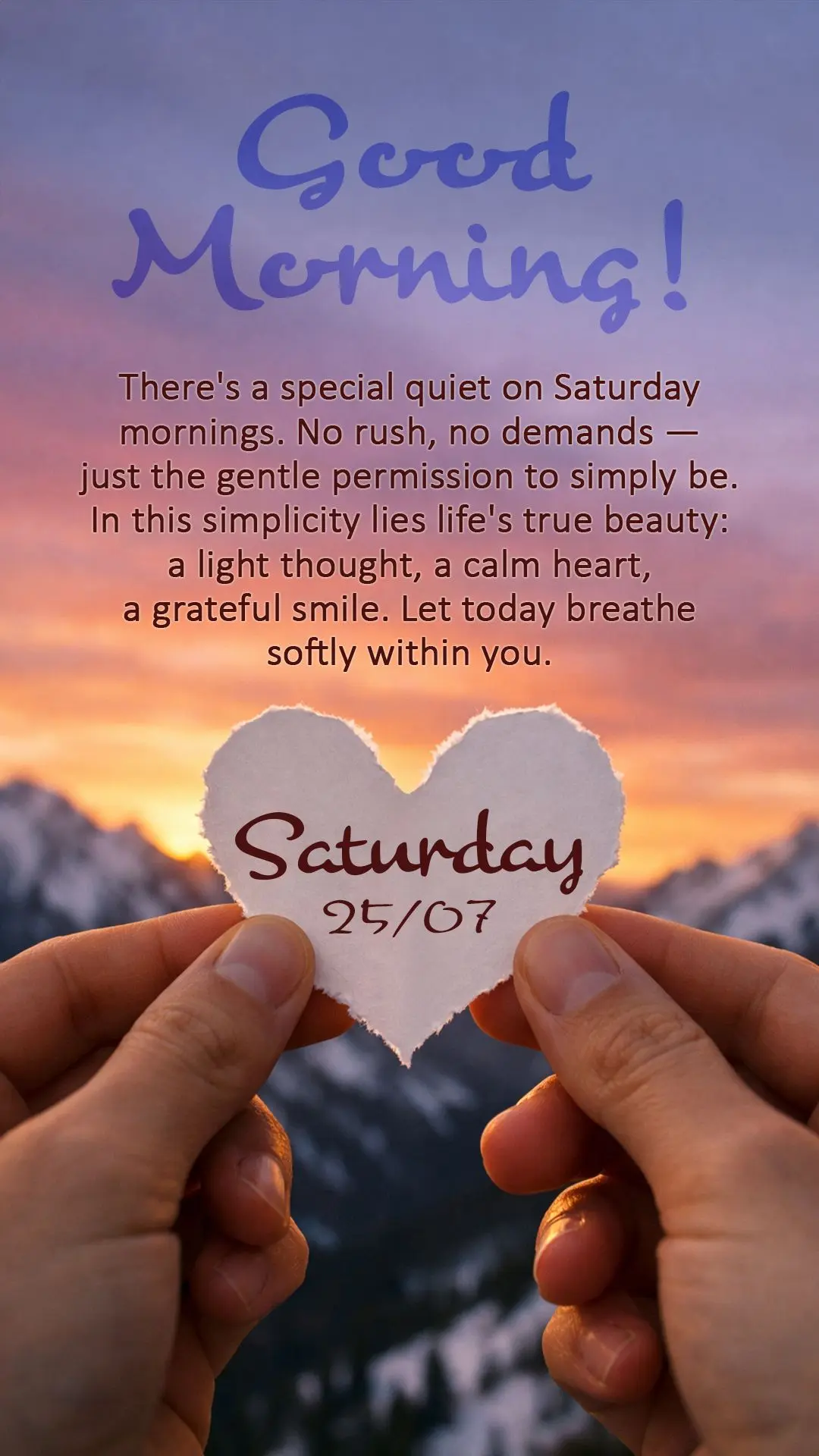 There's a special quiet on Saturday mornings. No rush, no demands — just the gentle permission to simply be. In this simplicity lies life's true beauty...
