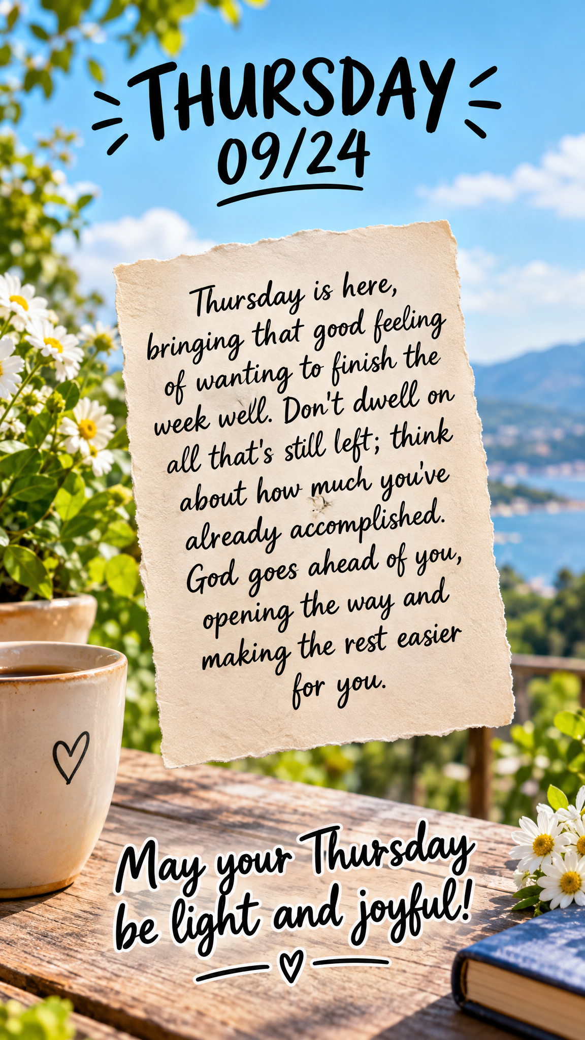 Thursday is here, bringing that good feeling of wanting to finish the week well. Don't dwell on all that's still left; think about how much you've alread...