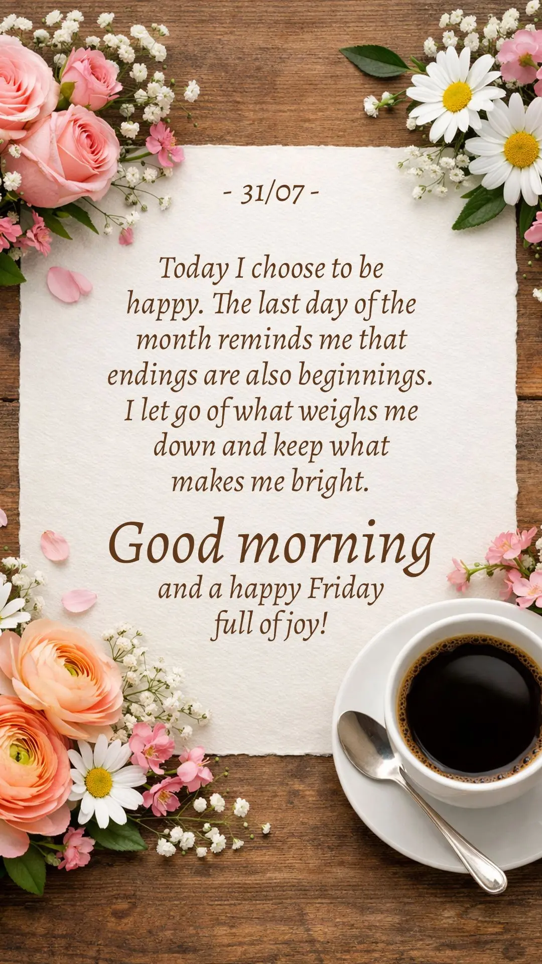 Today I choose to be happy. The last day of the month reminds me that endings are also beginnings. I let go of what weighs me down and keep what makes me...