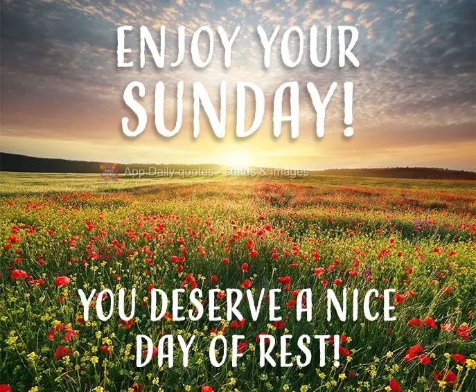 Enjoy your Sunday! You deserve a nice day of rest!