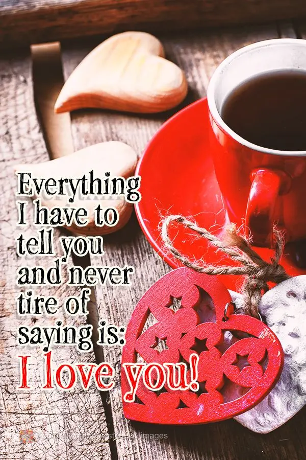 Everything I have to tell you and never tire of saying is: I love you!