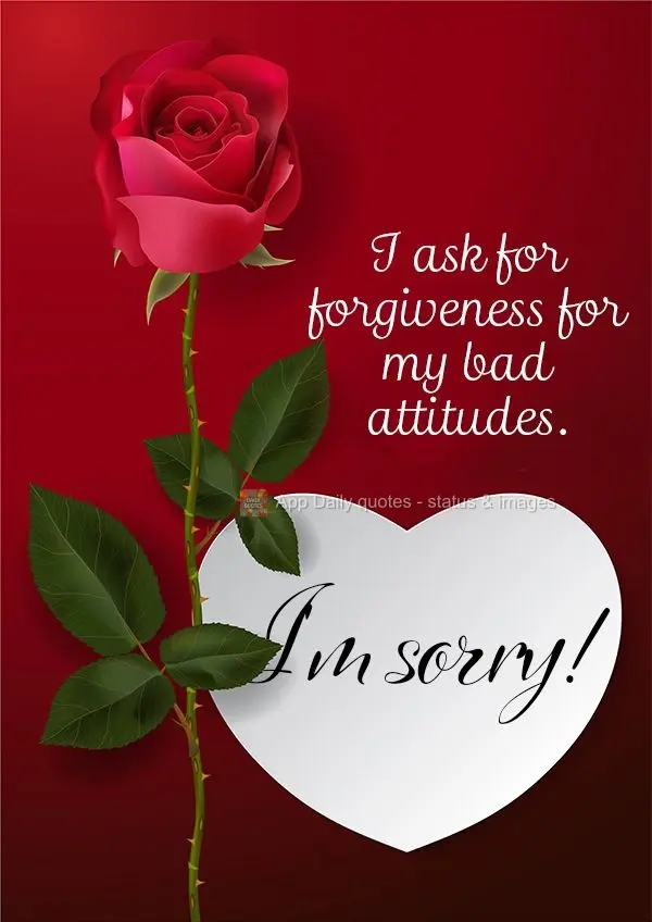 I ask for forgiveness for my bad attitude. I'm sorry!