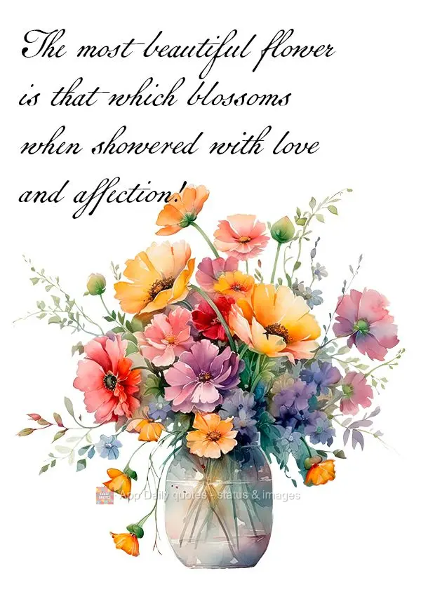 The most beautiful flower is that which blossoms when showered with love and affection!