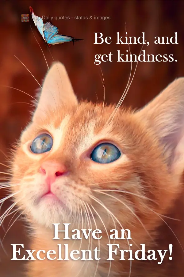 Be kind, and get kindness. Wishing You an Excellent Friday!