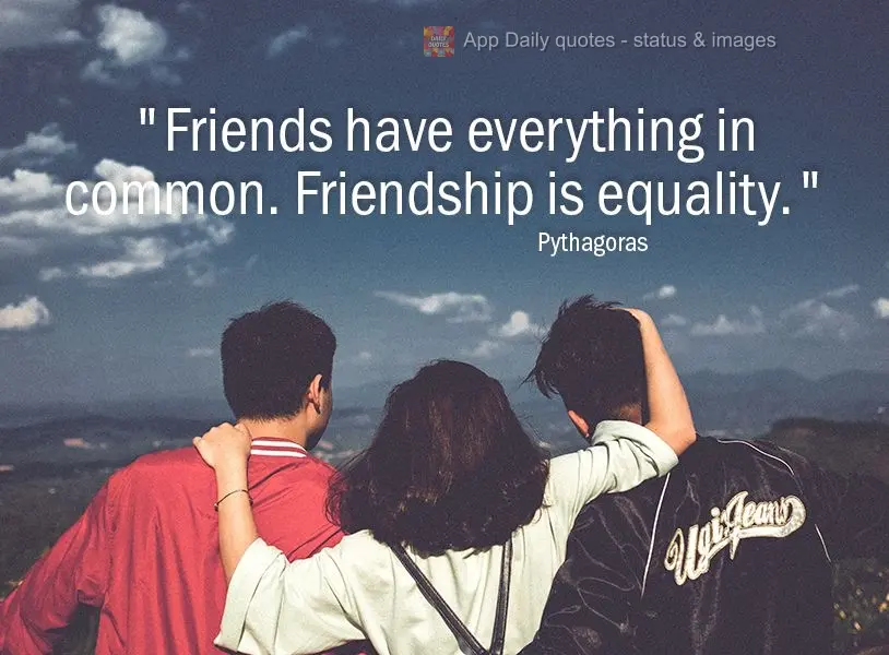 "Friends have everything in common. Friendship is equality." Pythagoras