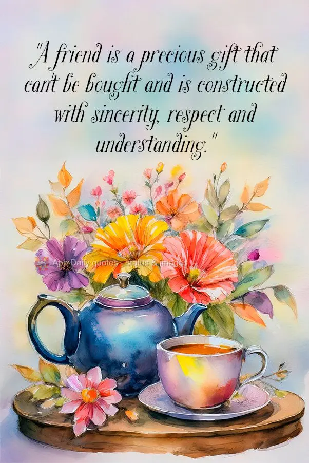 "A friend is a precious gift that can't be bought and is constructed with sincerity, respect and understanding."