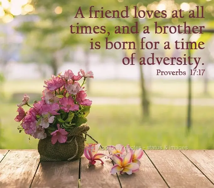 A friend loves at all times, and a brother is born for a time of adversity. Proverbs 17:17