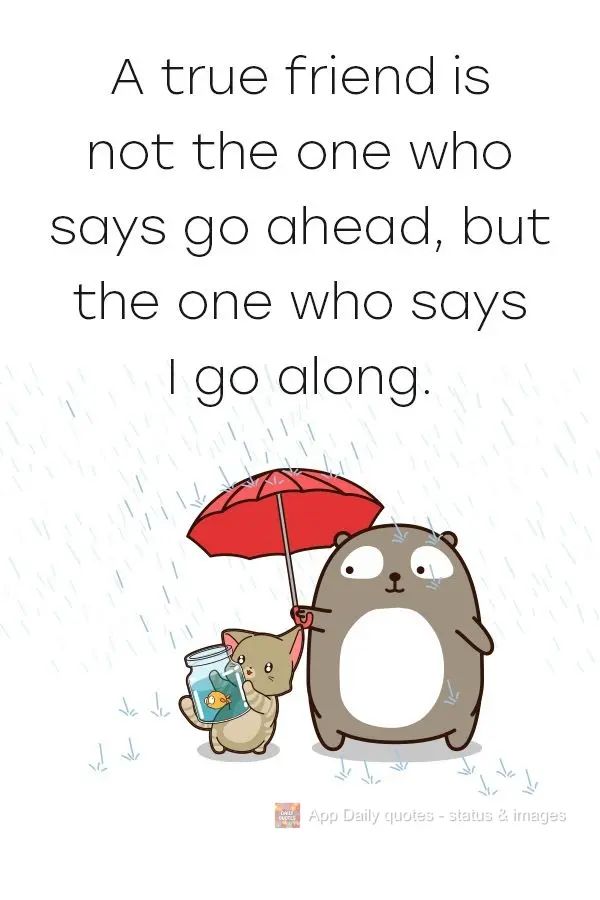 A true friend is not the one who says go ahead, but the one who says they'll go along too.