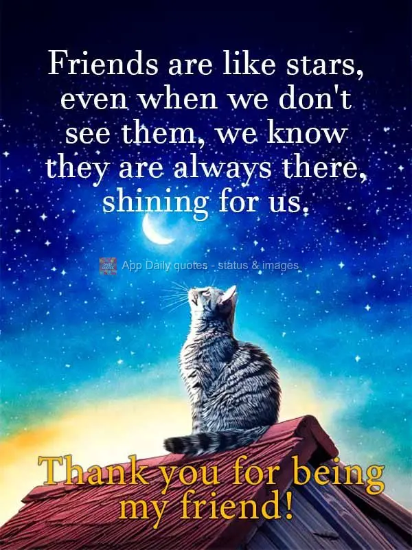 Friends are like stars, even when we don't see them, we know they are always there, shining for us. Thank you for being my friend!