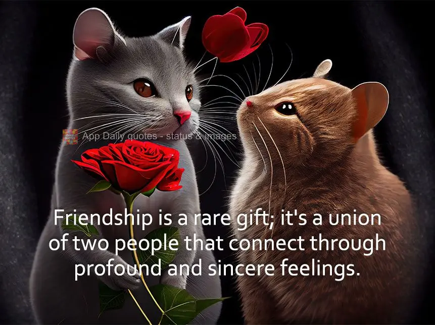Friendship is a rare gift; it's the union of two people that connect through profound and sincere feelings.