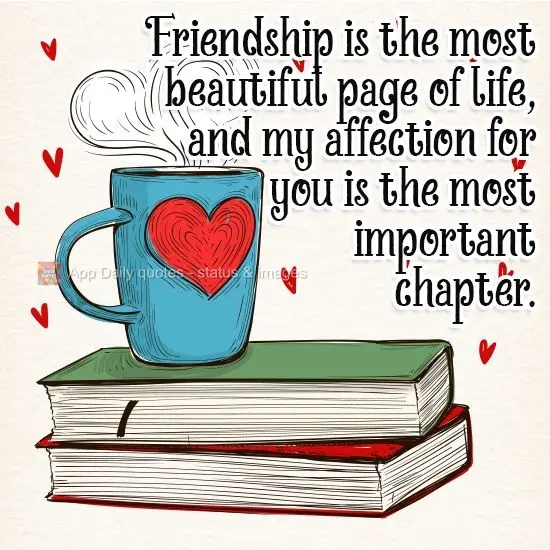 Friendship is the most beautiful page of life, and my affection for you is the most important chapter.