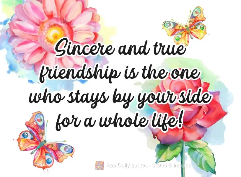 The friend who stays by your side for your whole life is a sincere and true friend!
