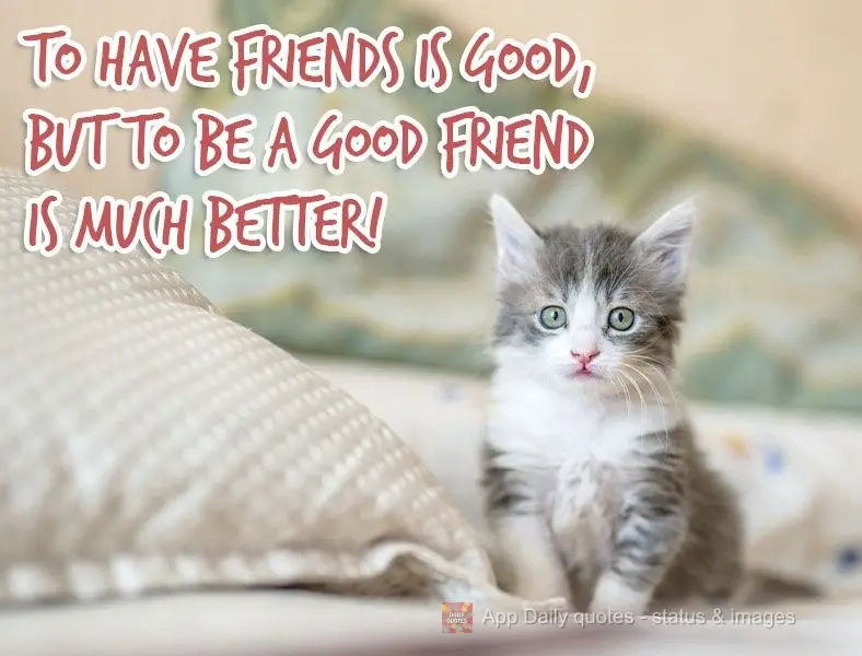 To have friends is good, but to be a good friend is much better!