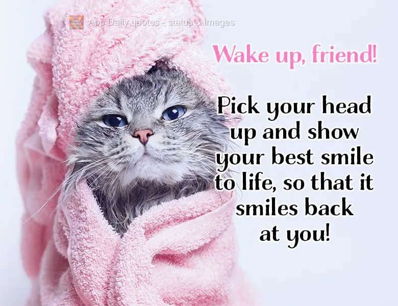 Wake up, friend! Pick your head up and show your best smile to life, so that it smiles back at you!