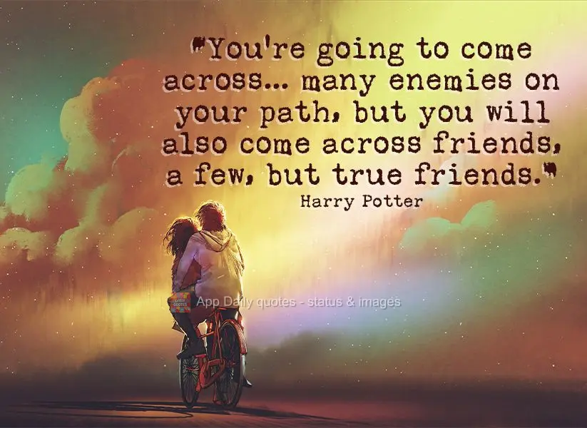 "You're going to come across... many enemies on your path, but you will also come across friends, few, but true friends." Harry Potter