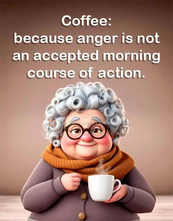 Coffee: because anger is not an accepted morning course of action.