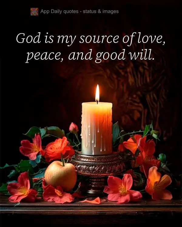God is my source of love, peace, and good will.