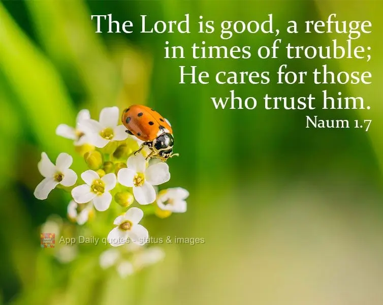 The Lord is good, a refuge in times of trouble; He cares for those who trust in him.  Naum1.7