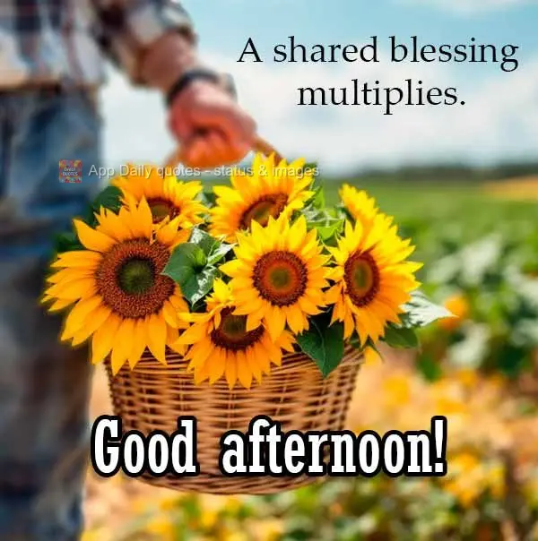 A shared blessing multiplies. Good afternoon!