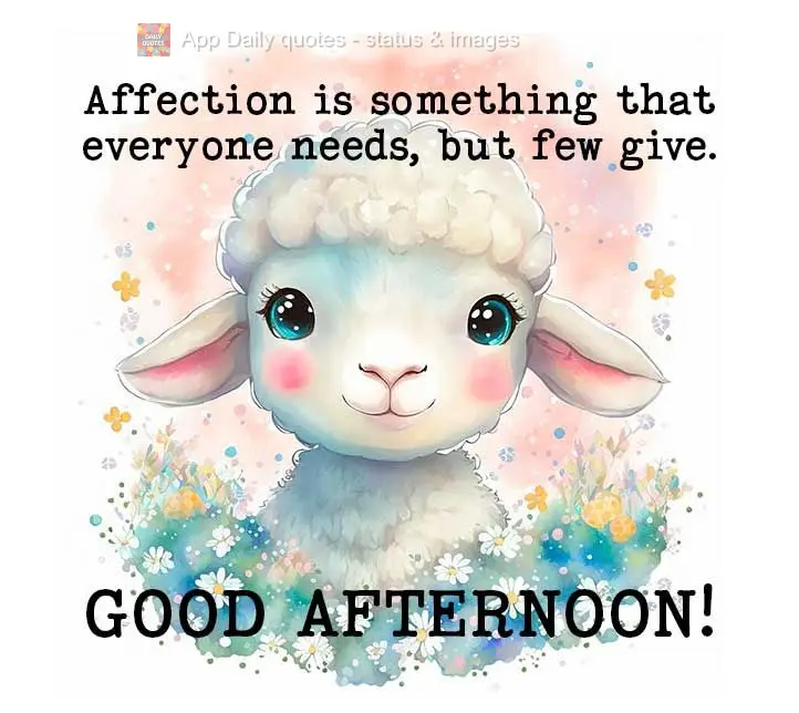 Affection is something that everyone needs, but few give. Good afternoon!