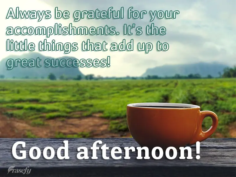Always be grateful for your accomplishments. It's the little things that add up to great triumphs! Good afternoon!