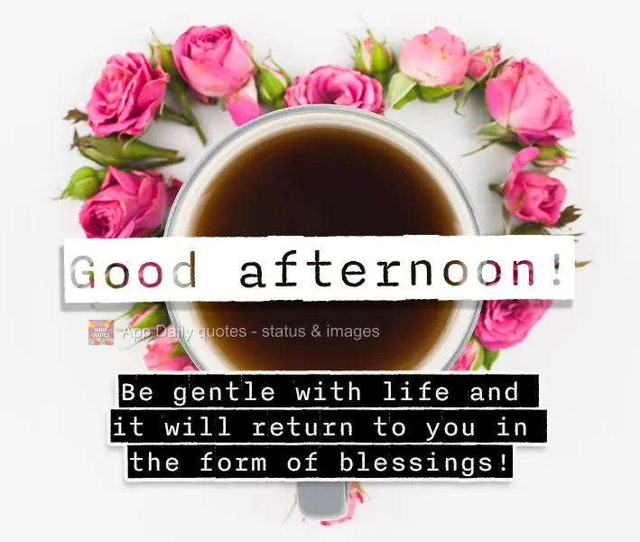 Be gentle with life and it will return to you in the form of blessings! Good afternoon!