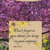 Don't forget to give thanks for being in good company on this lovely afternoon! Good afternoon!