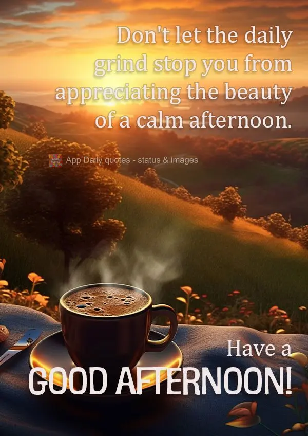 Don't let the daily grind stop you from appreciating the beauty of a calm afternoon. Have a good afternoon!