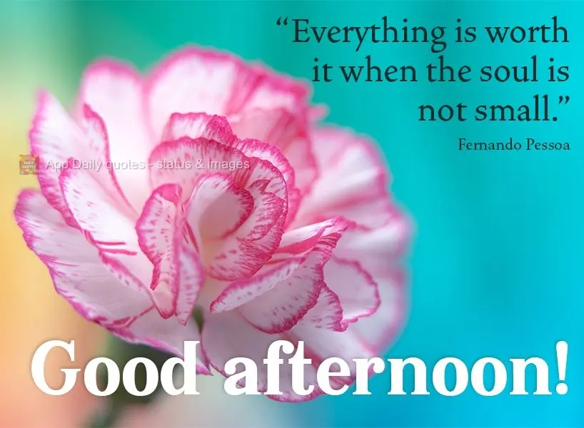 "Everything is worthwhile when the soul is not small." Good afternoon! Fernando Pessoa