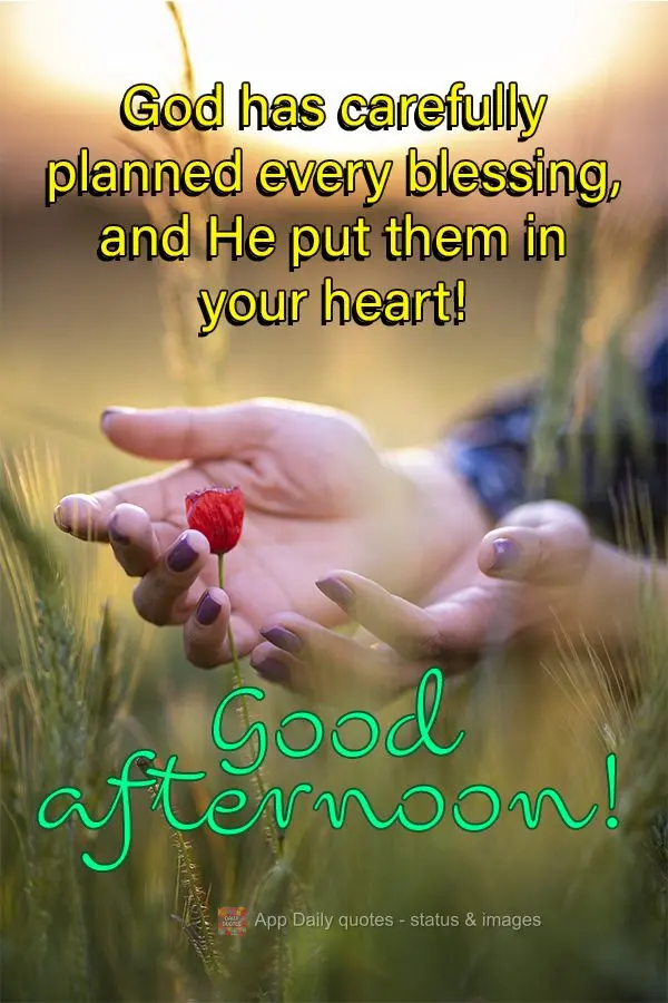 God has carefully planned each blessing, and He planted them in your heart! Good afternoon!