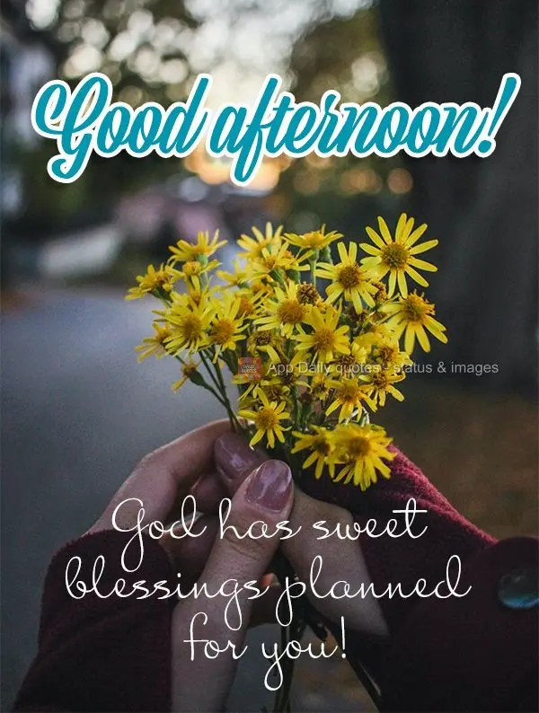 God has sweet blessings planned for you! Good afternoon!