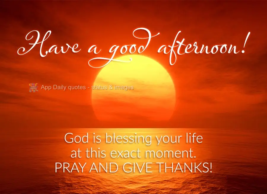 God is blessing your life at this exact moment. Pray and give thanks! Have a good afternoon!