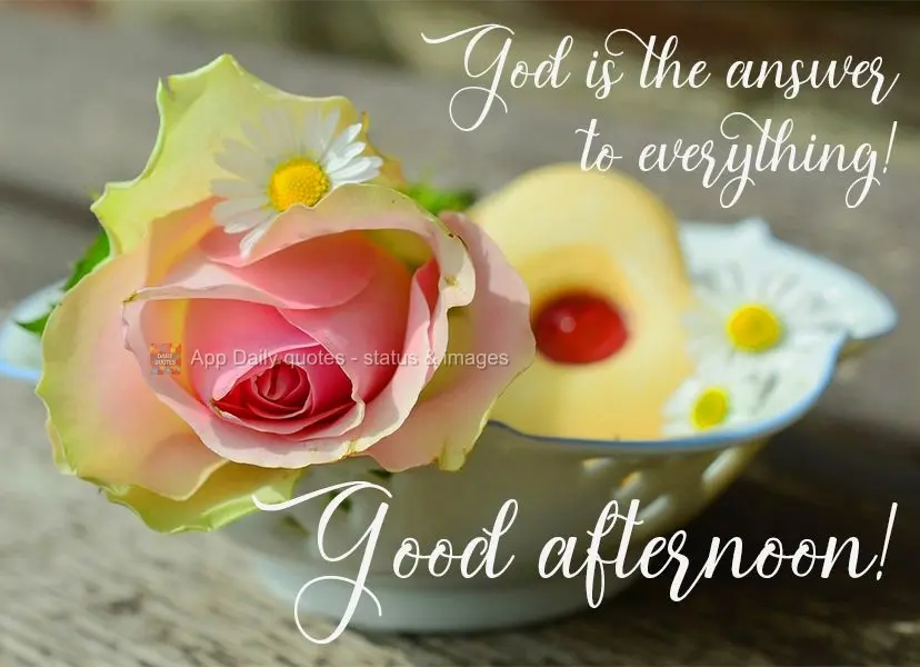 God is the answer to everything!  Good afternoon! 